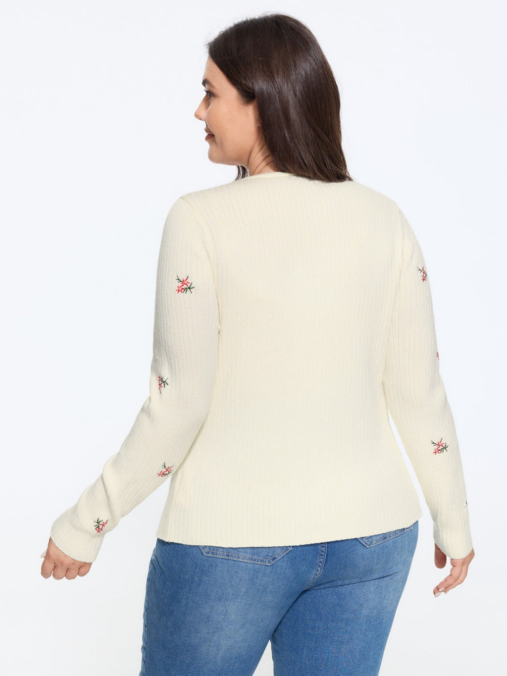 Floral Embroidery Tie Front Knit Cardigan