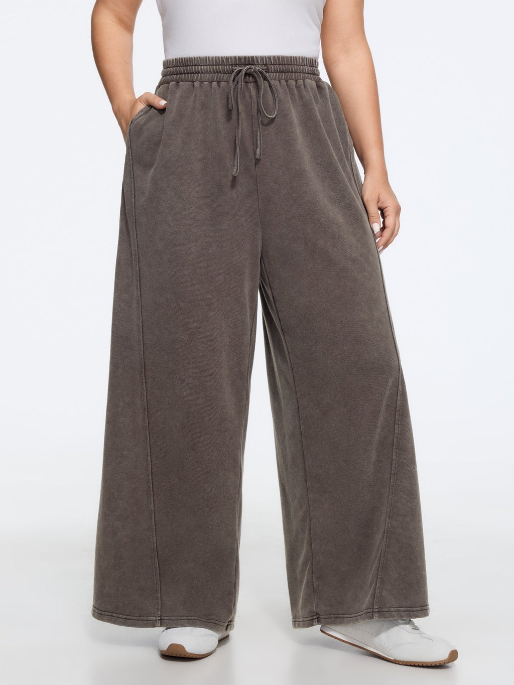 Supersoft Wash Drawstring Waist Pocket Wide Leg Pants