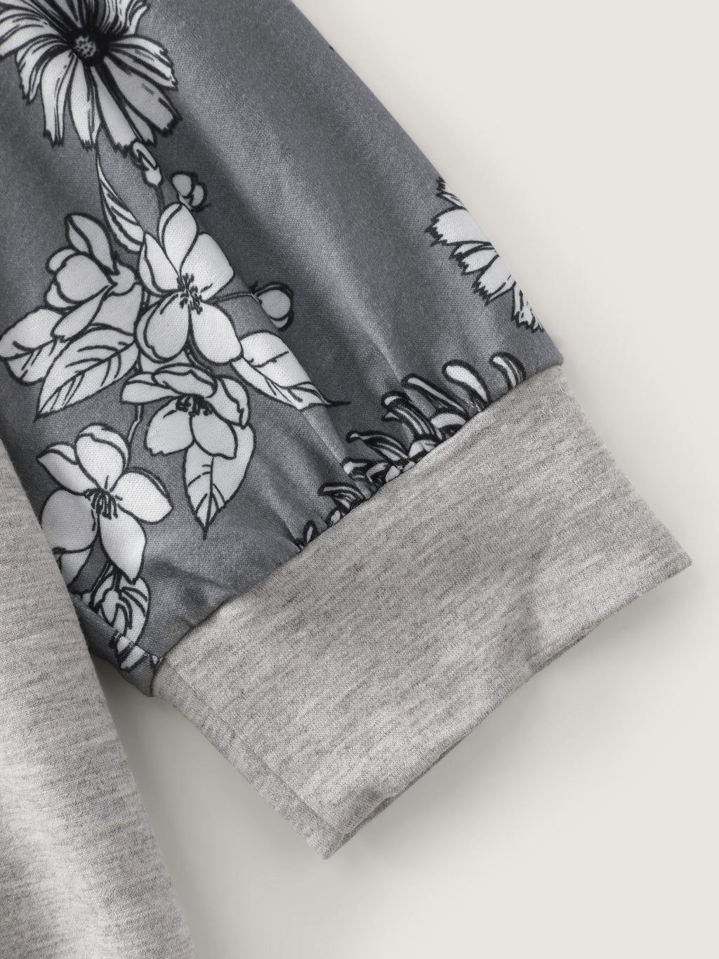 Stretch Floral Print Raglan Sleeve Sweatshirt