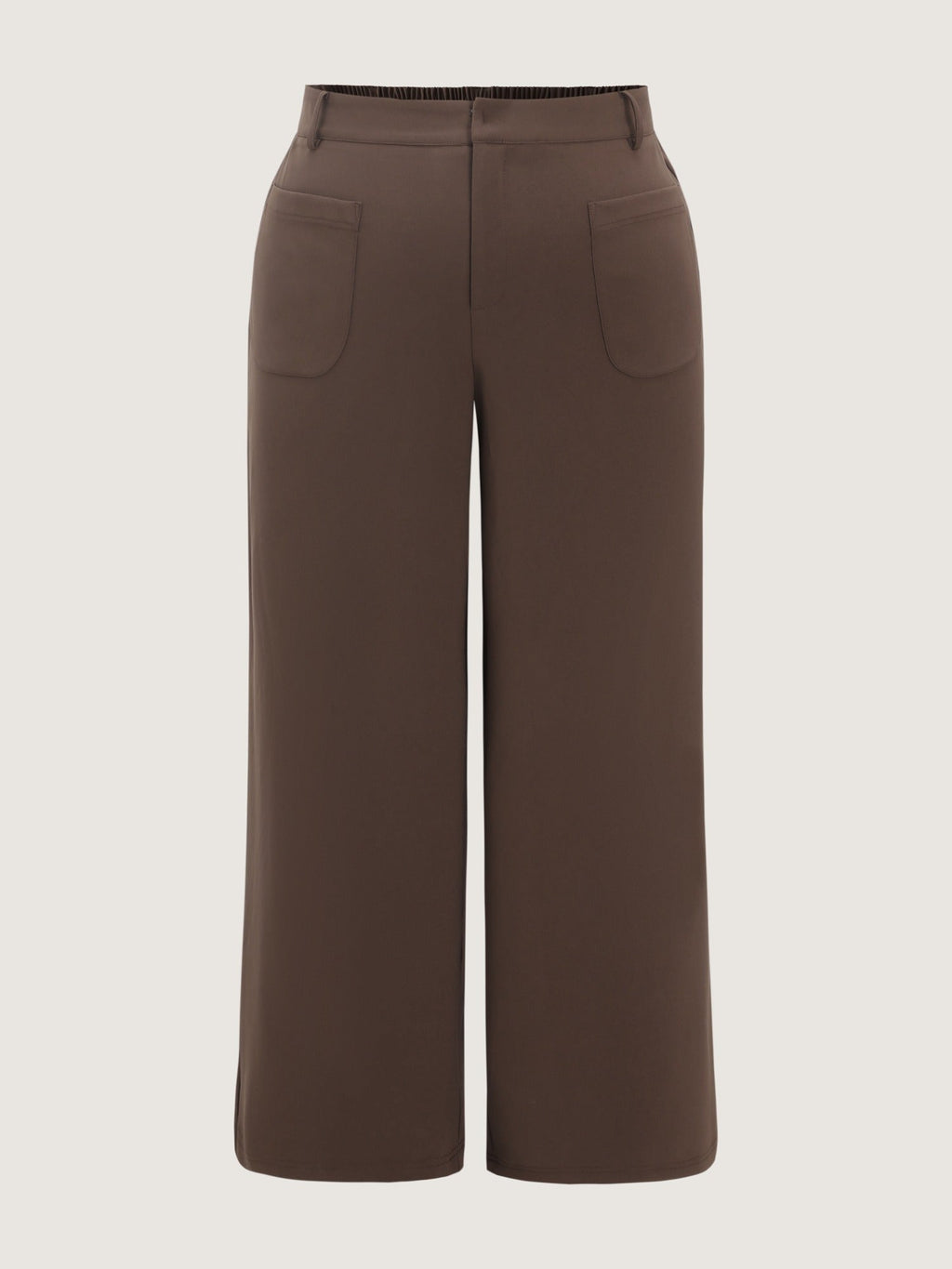 Stretchy Patch Front Pockets Wide Leg Pants