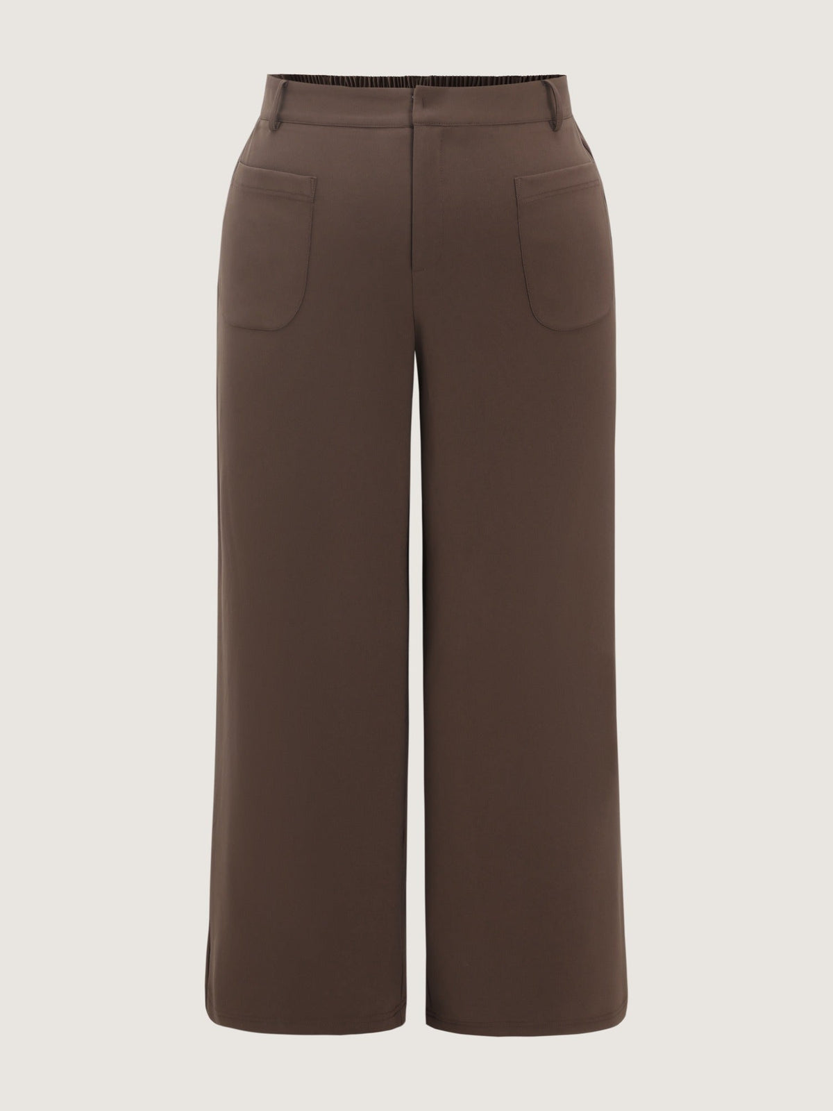 Stretchy Patch Front Pockets Wide Leg Pants