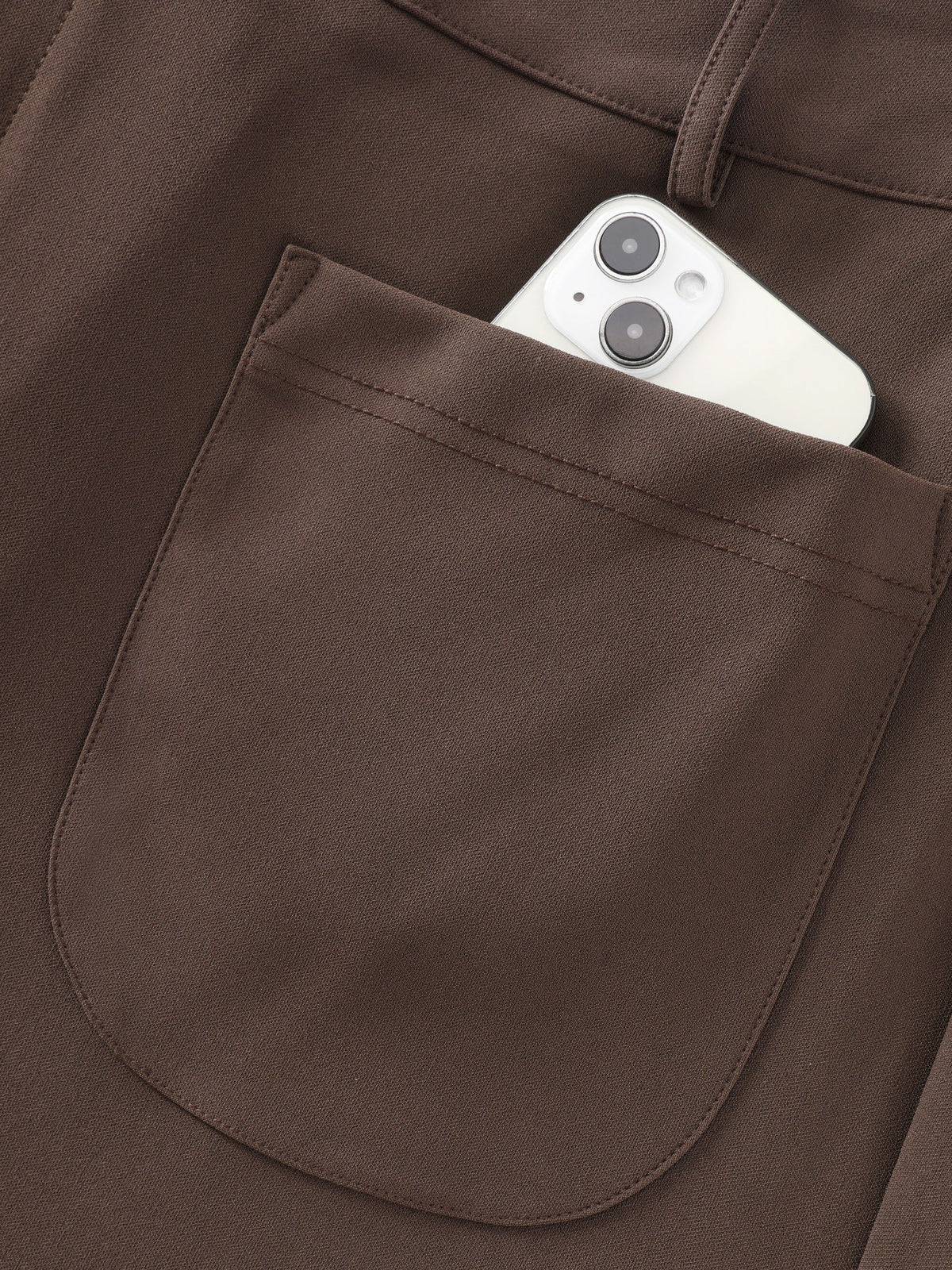 Stretchy Patch Front Pockets Wide Leg Pants