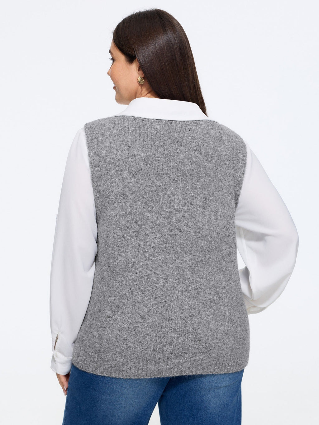 Heather Natural Wool Button Front Sweater Vest