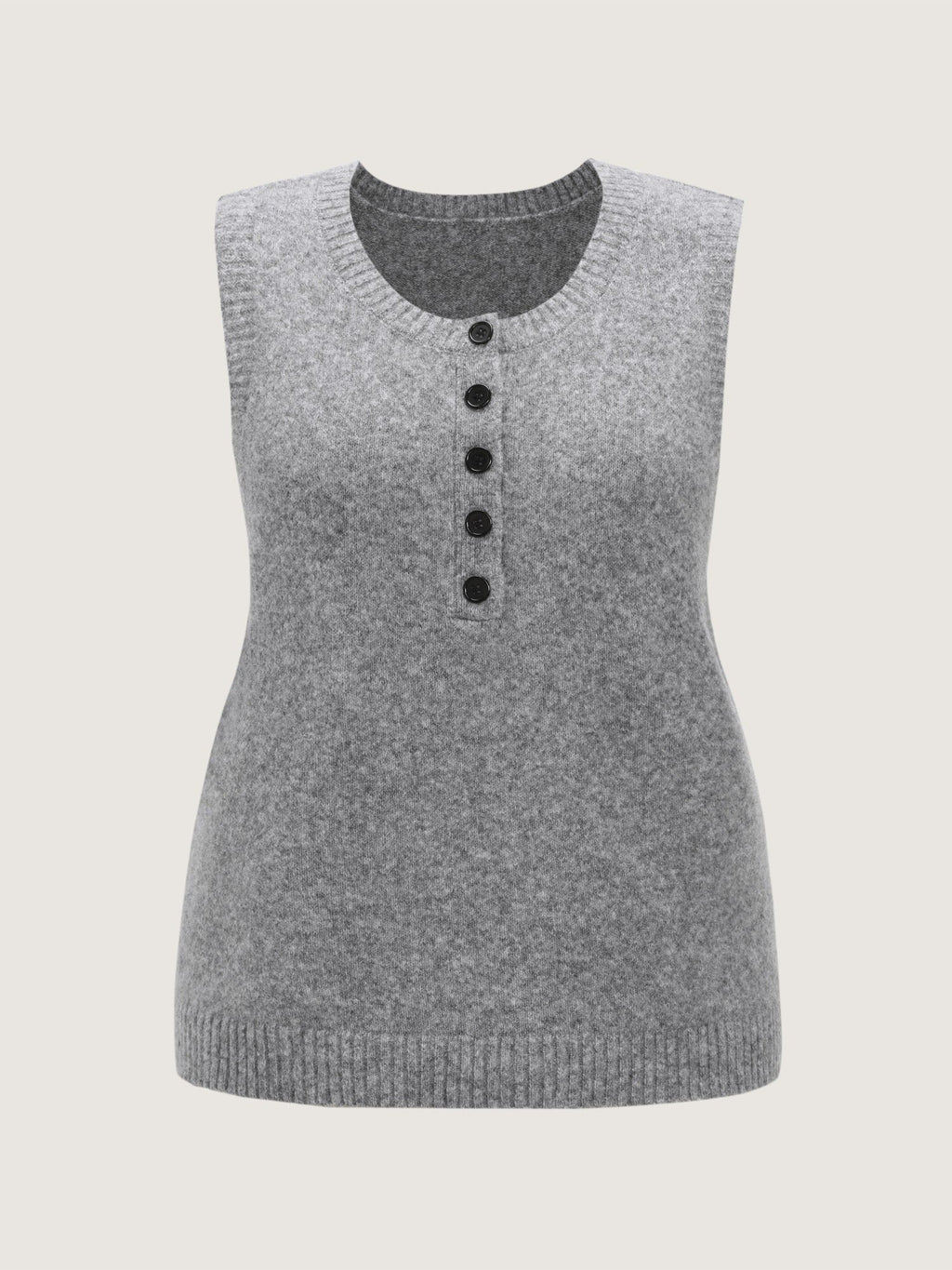Heather Natural Wool Button Front Sweater Vest