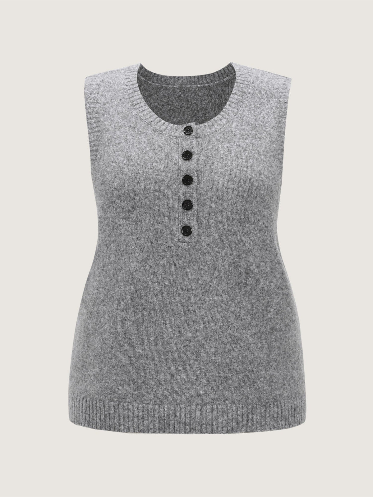 Heather Natural Wool Button Front Sweater Vest