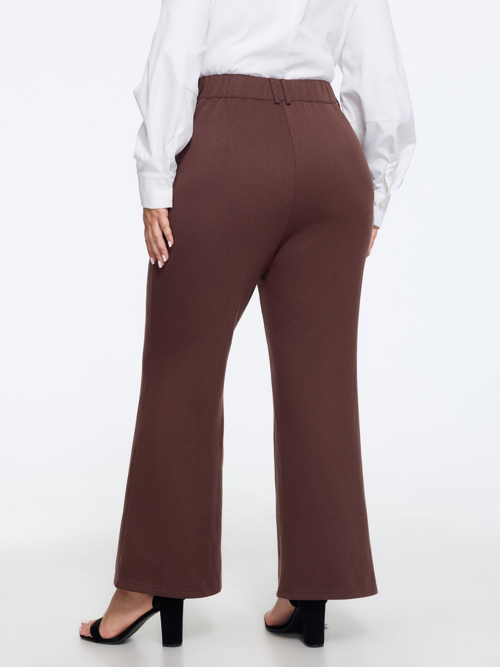 Stretchy Solid High Waist Draped Flare Pants