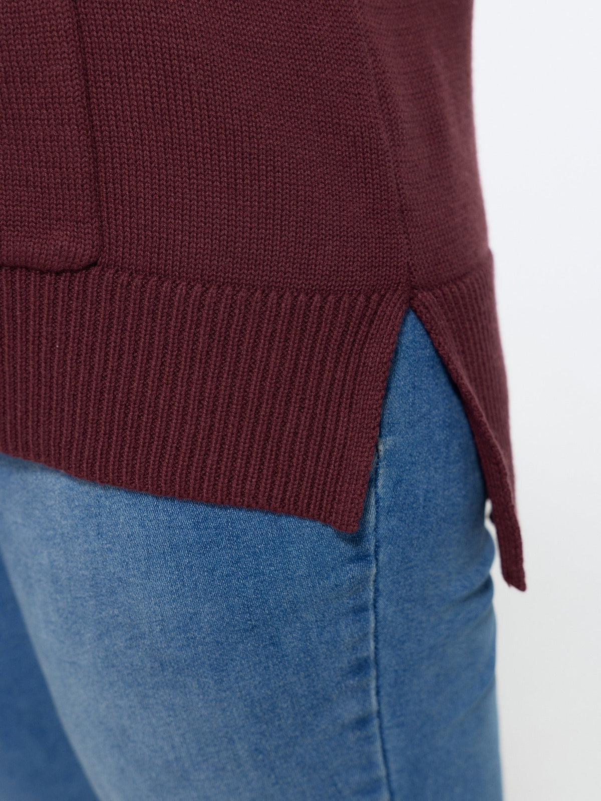 Shawl Collar Side Slit Pockets Pullover