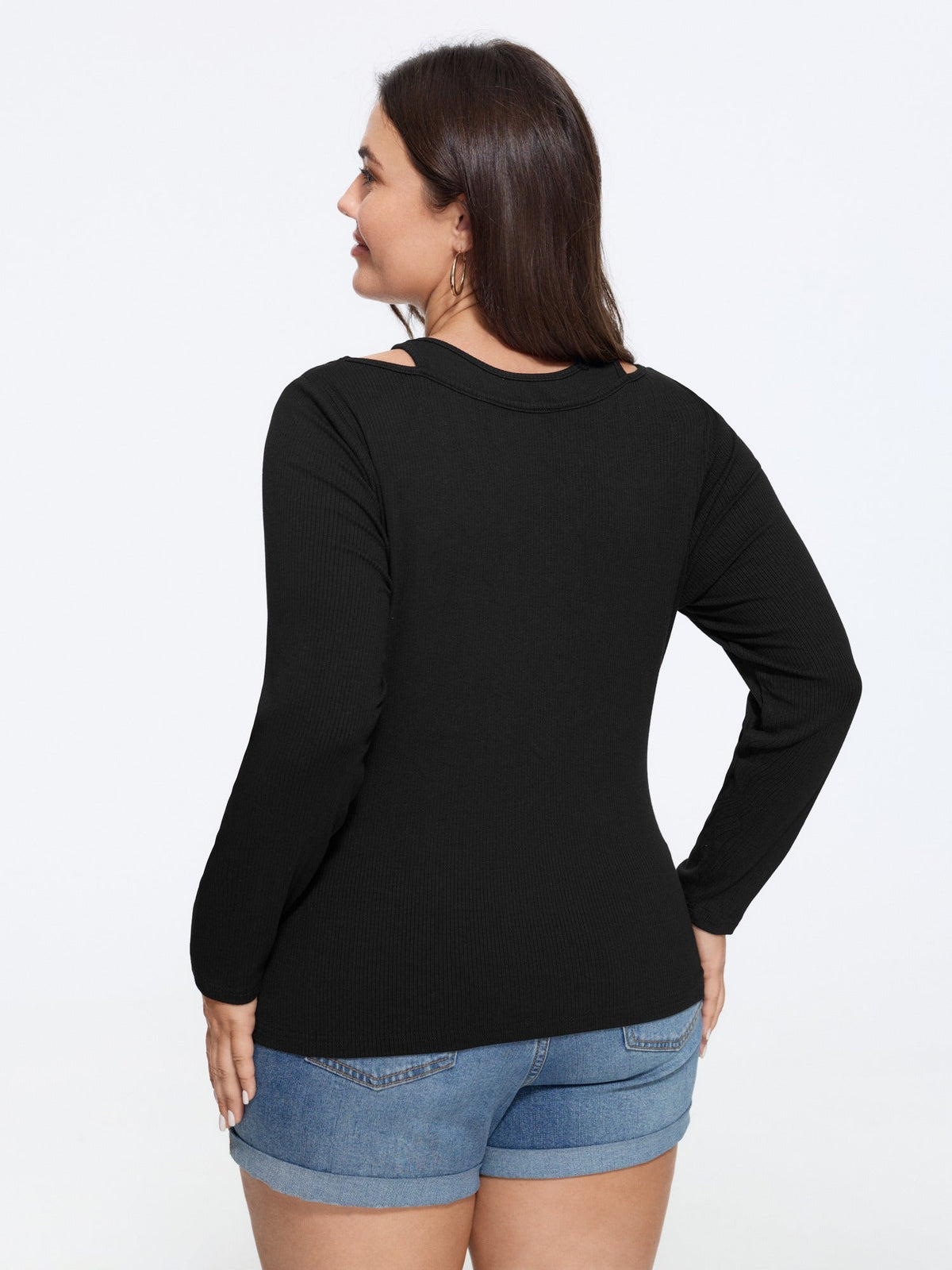 Supersoft Halter Neck Cut Out Long Sleeve T-Shirt