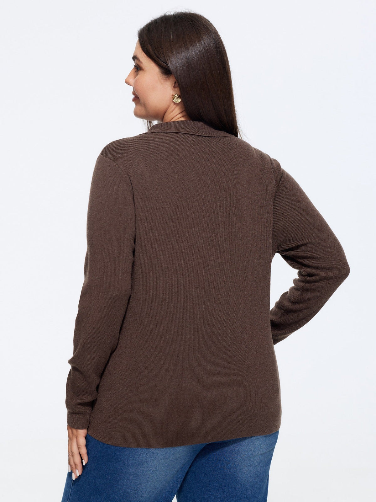 Polo Collar Long Sleeve Button Pullover