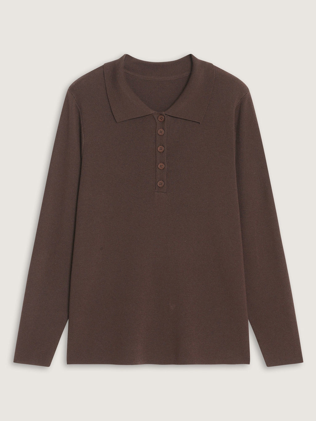 Polo Collar Long Sleeve Button Pullover