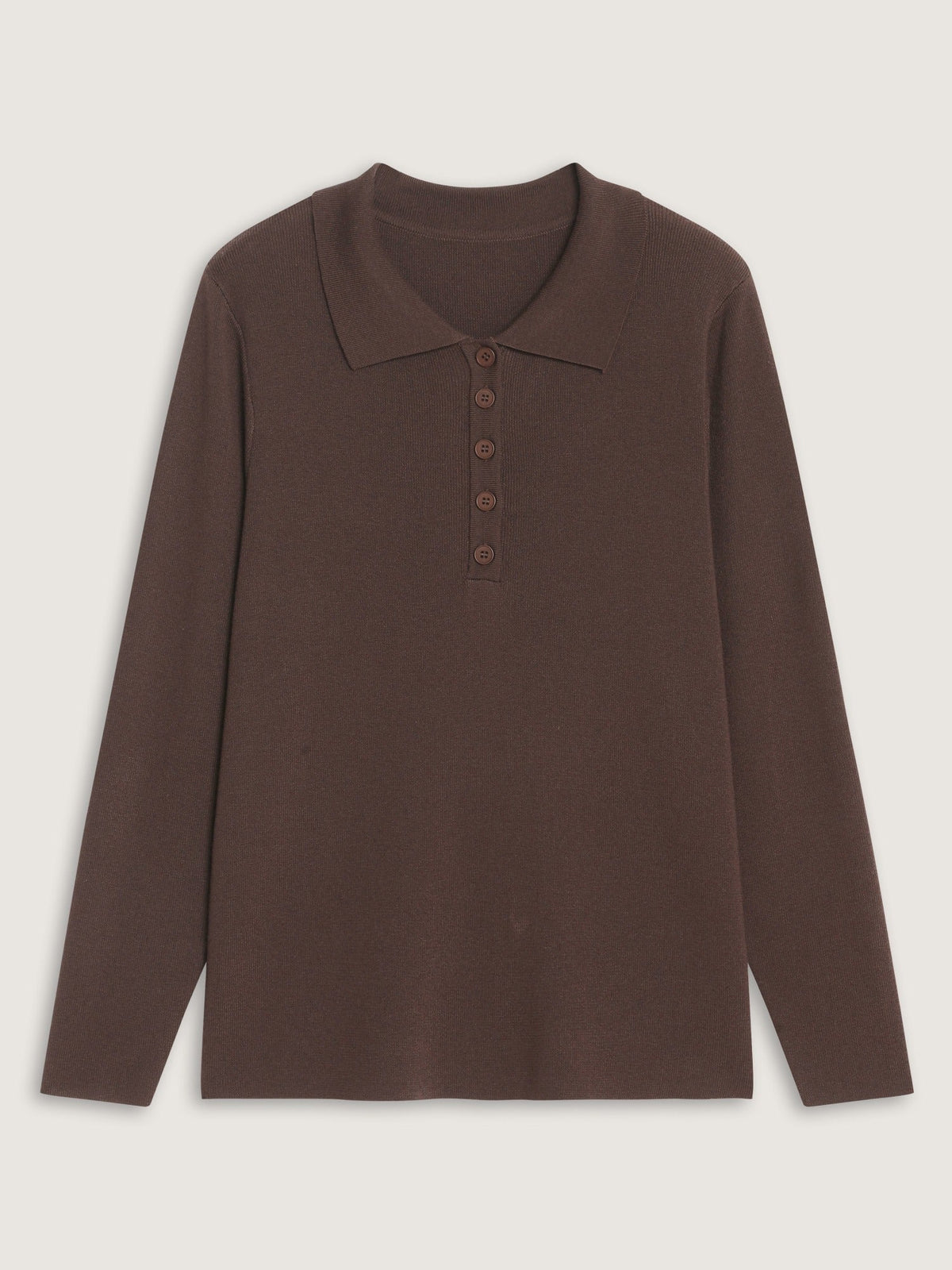 Polo Collar Long Sleeve Button Pullover
