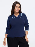 Peter Pan Collar Contrast Trim Pullover
