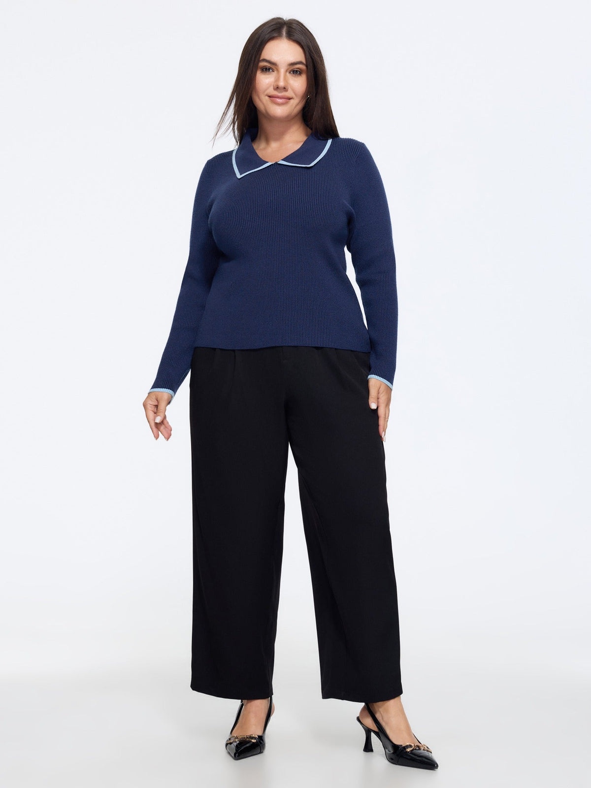 Peter Pan Collar Contrast Trim Pullover