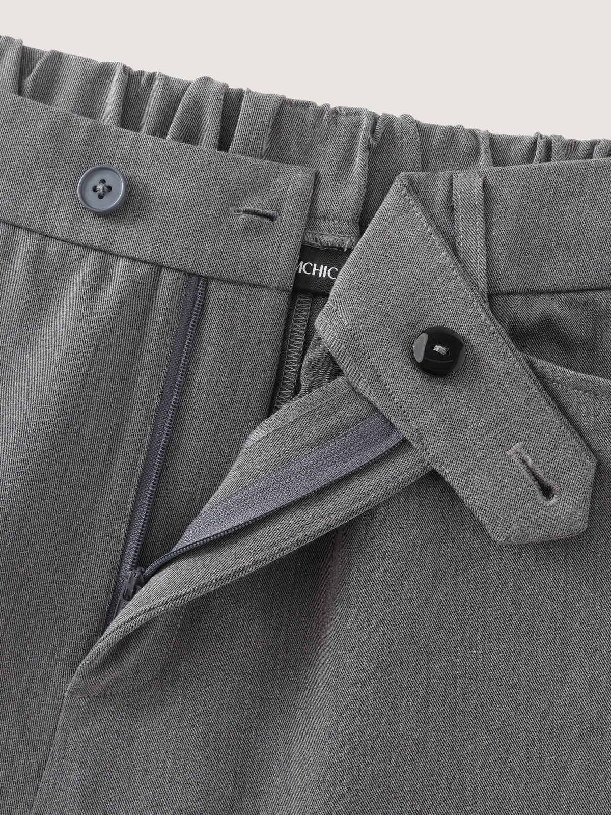 Button‑Zip Closure Pockets Wide Leg Pants