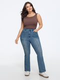 High Waist Seam‑Detail Stretch Bootcut Jeans