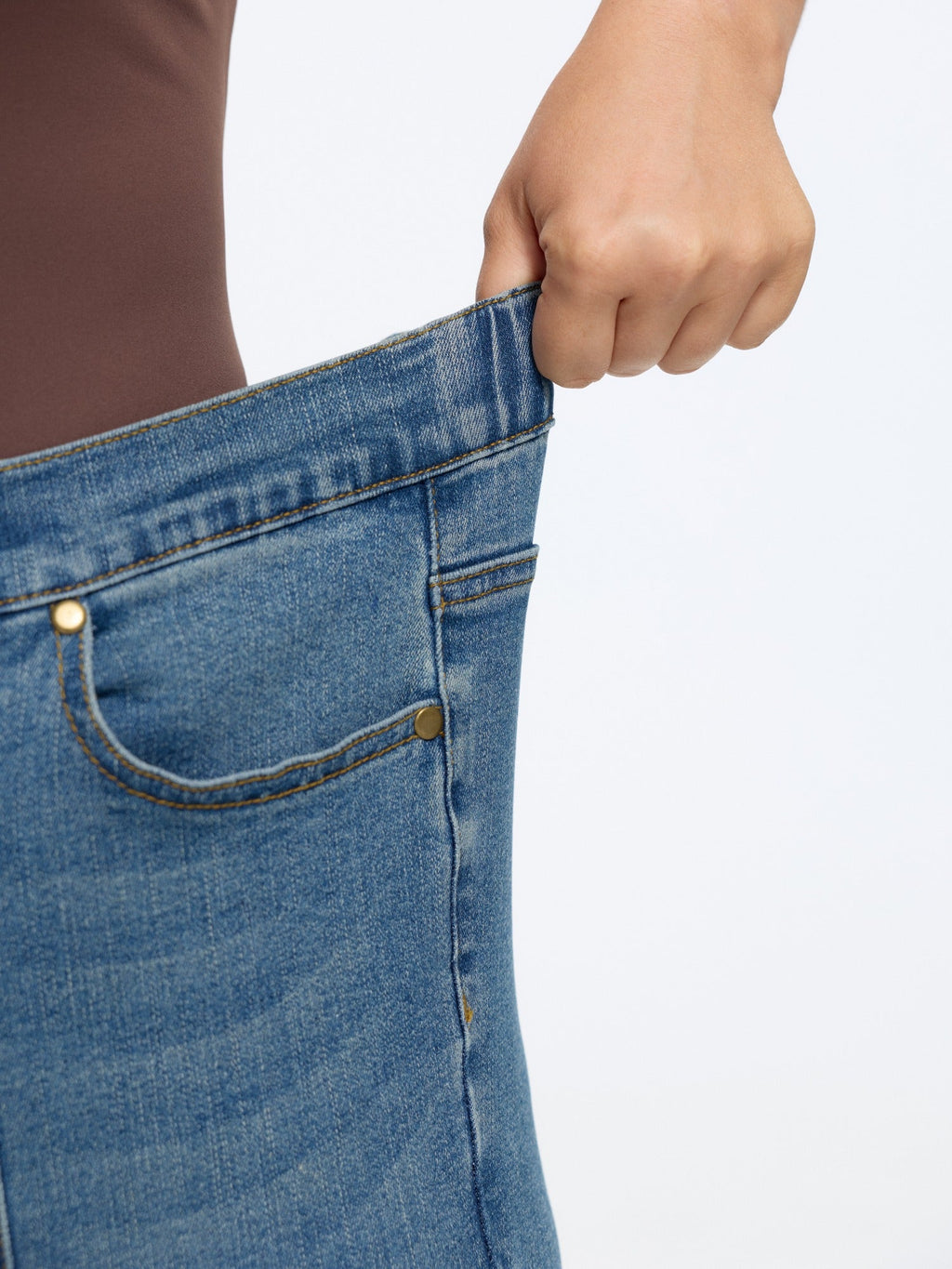 High Waist Seam‑Detail Stretch Bootcut Jeans