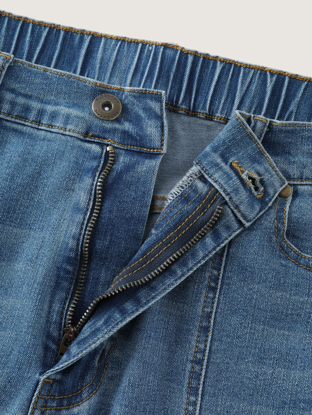 High Waist Seam‑Detail Stretch Bootcut Jeans