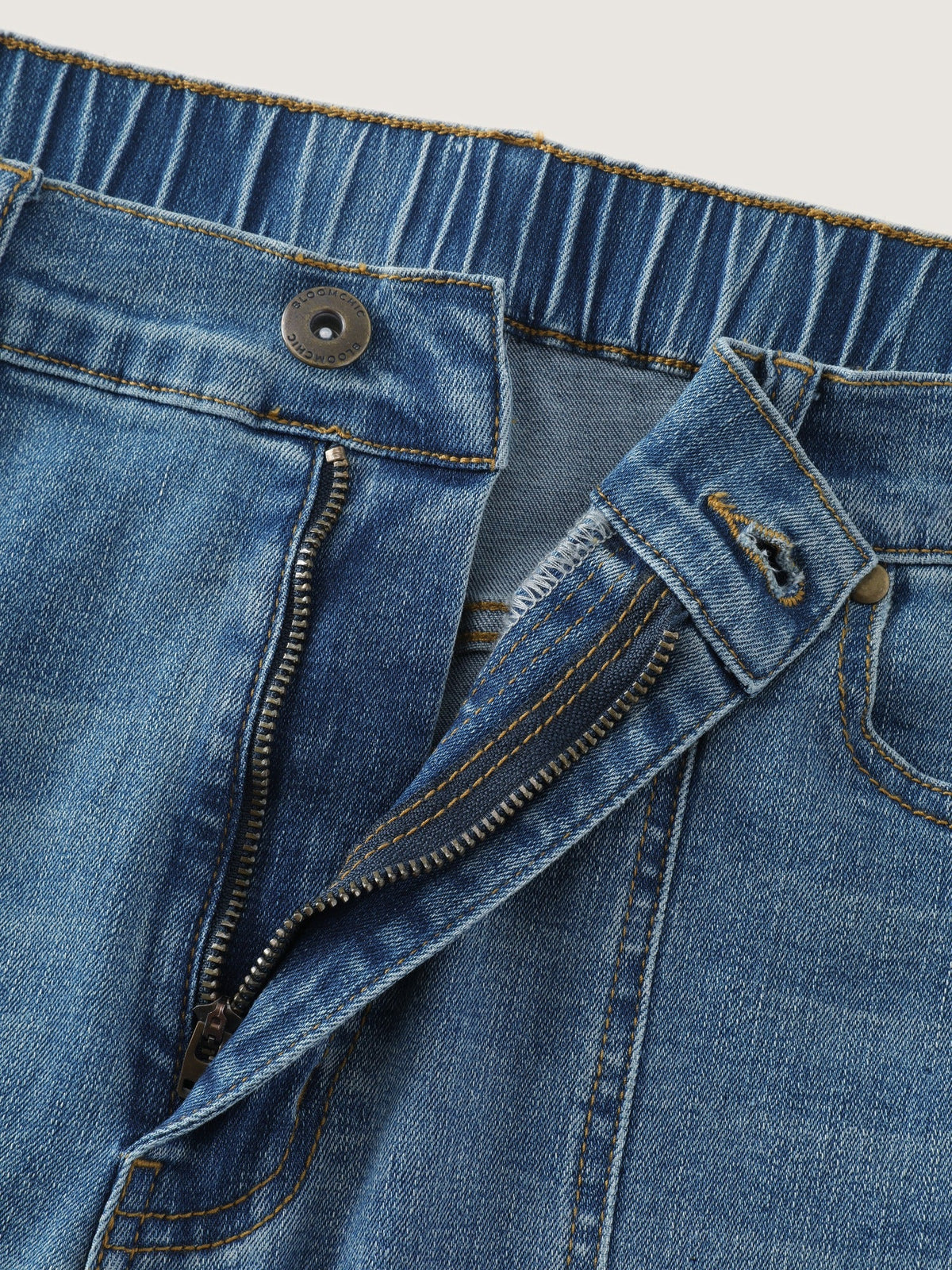 High Waist Seam‑Detail Stretch Bootcut Jeans