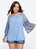 Supersoft Crew Neck Mixed Print Raglan Sleeve T-Shirt