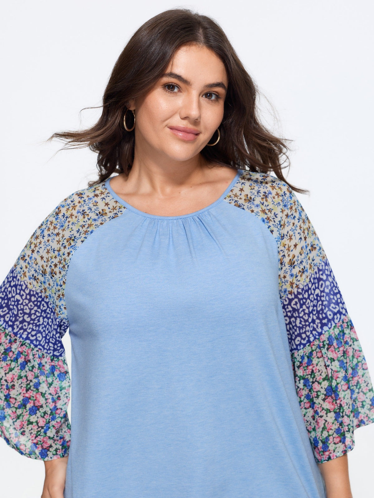 Supersoft Crew Neck Mixed Print Raglan Sleeve T-Shirt