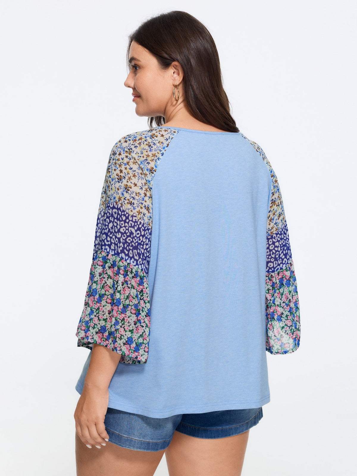 Supersoft Crew Neck Mixed Print Raglan Sleeve T-Shirt