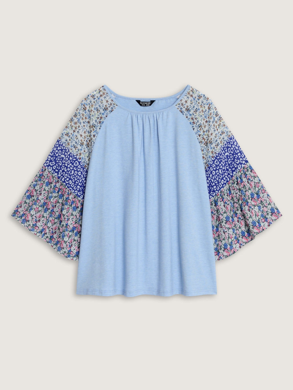 Supersoft Crew Neck Mixed Print Raglan Sleeve T-Shirt