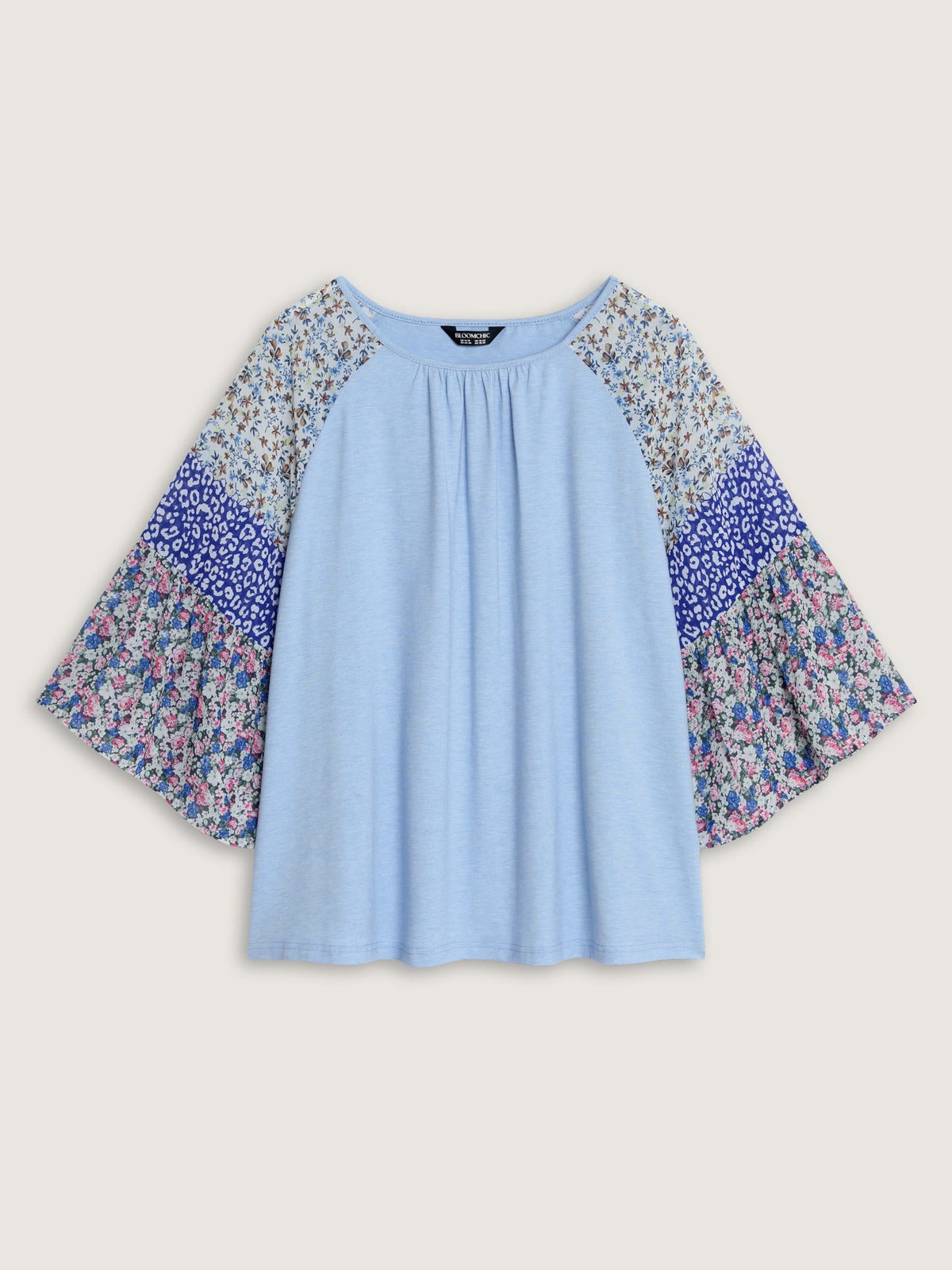 Supersoft Crew Neck Mixed Print Raglan Sleeve T-Shirt
