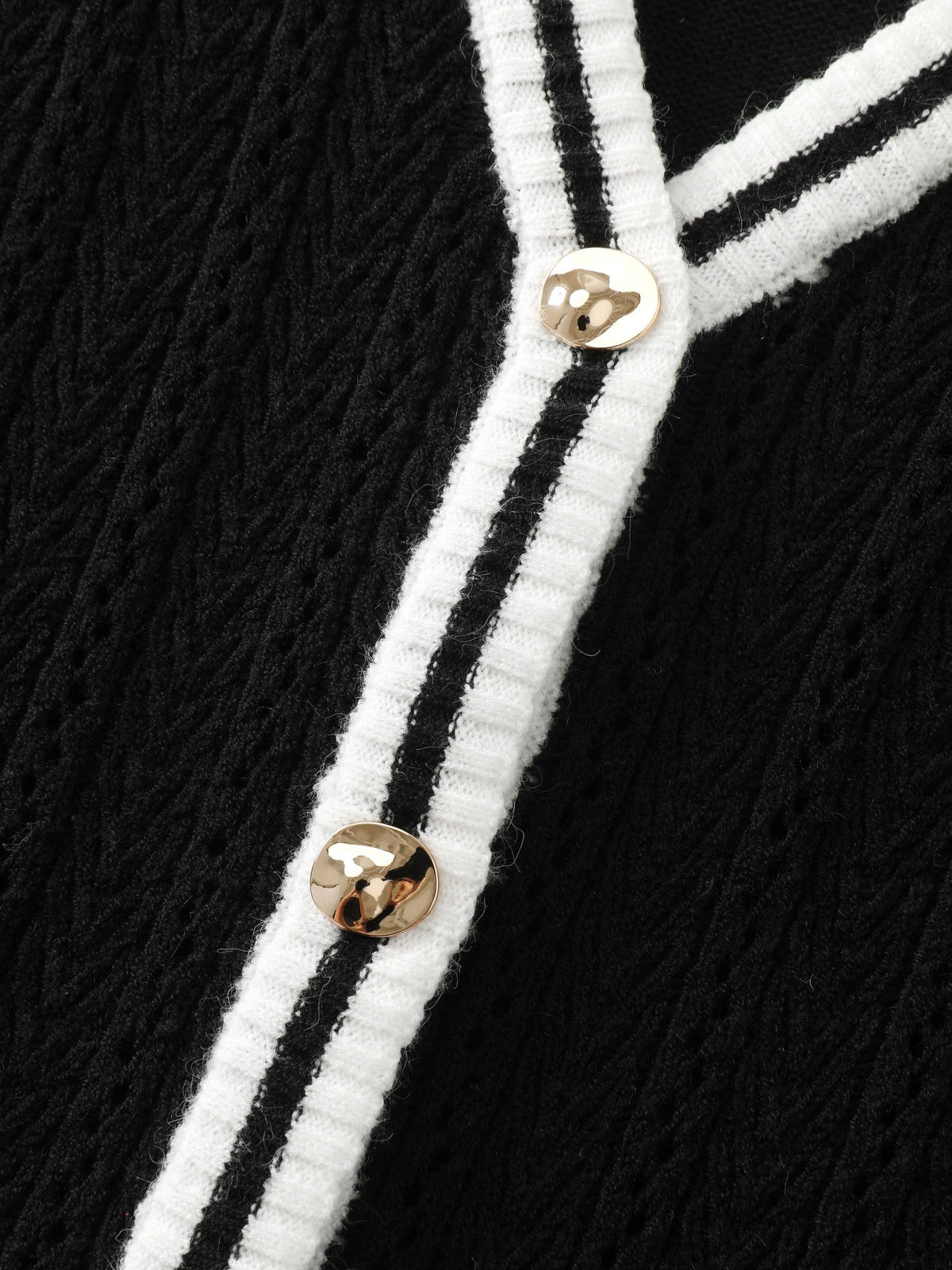 Contrast Trim V Neck Button Front Cardigan