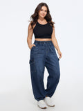 Stretchy Elastic Waist Cargo Pocket Jogger Jeans