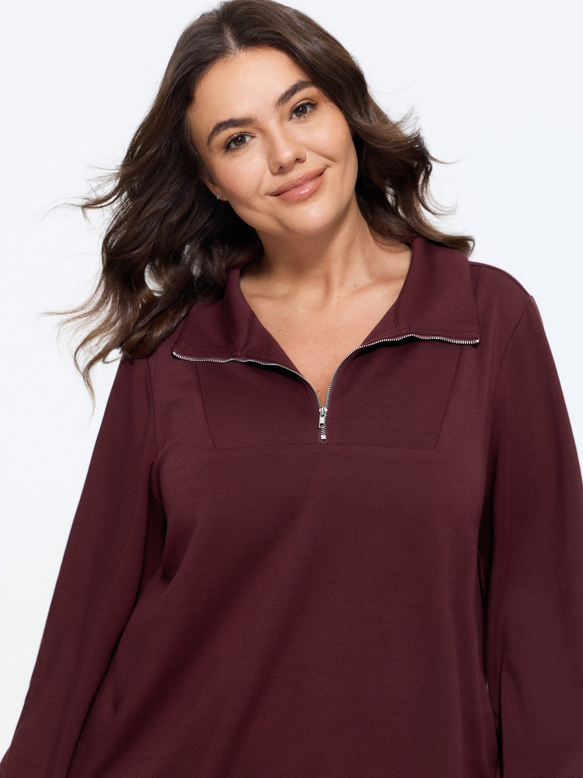 Supersoft Half Zip Collar Loose Sweatshirt