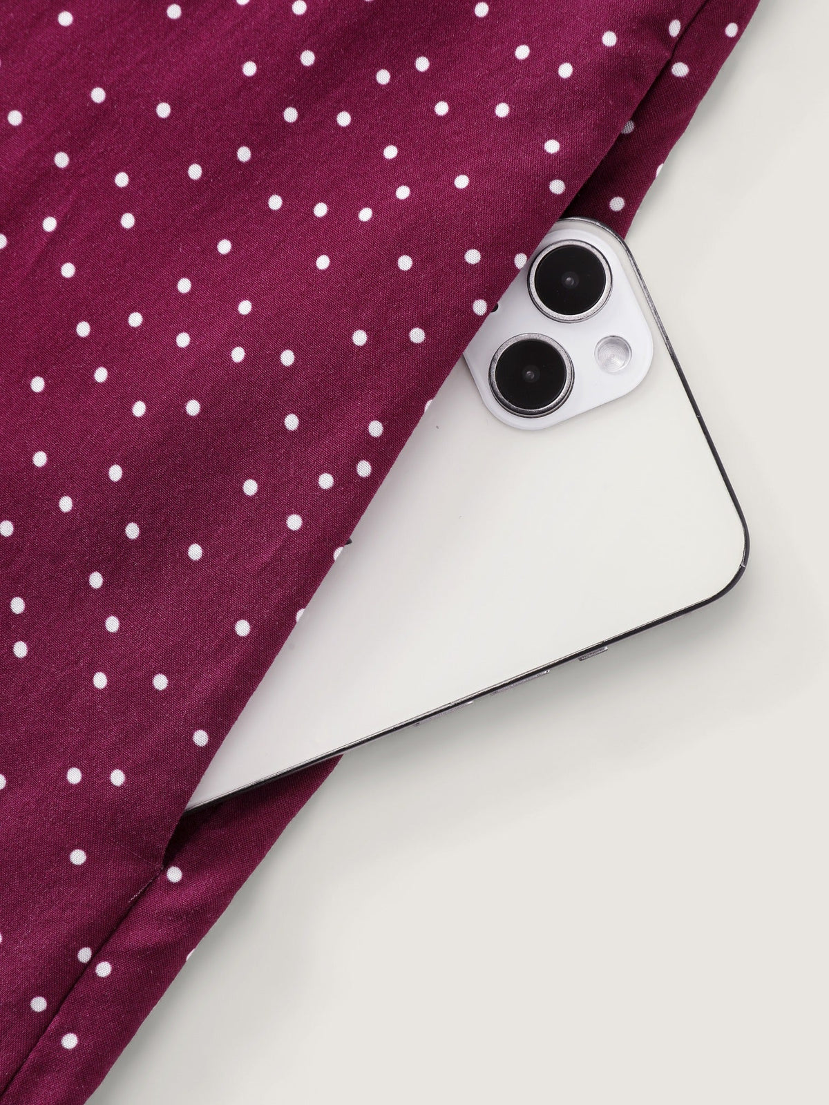 Polka Dot Tab Sleeve Pockets Blouse