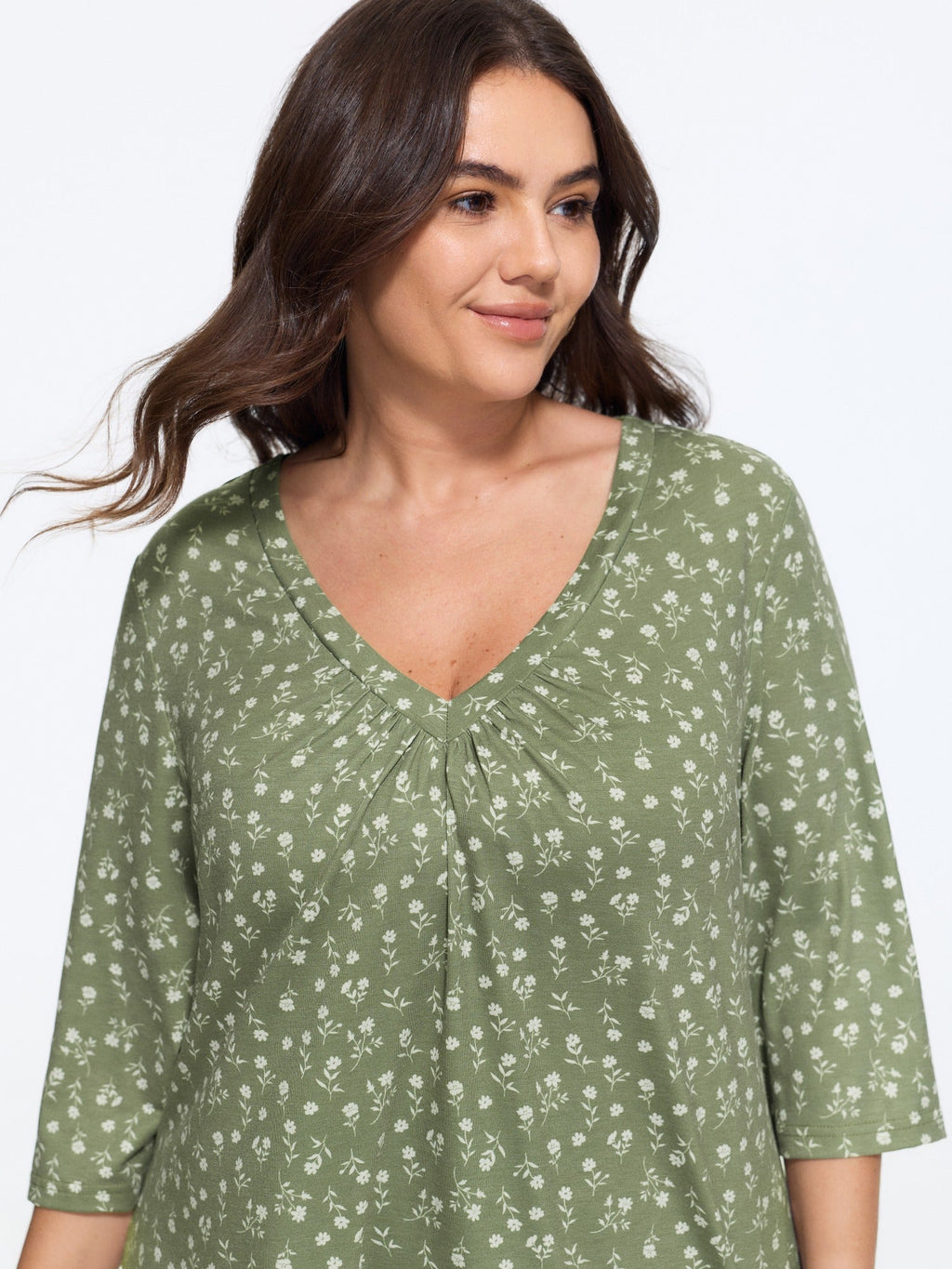 Supersoft Ditsy Floral Print Curved Hem Top
