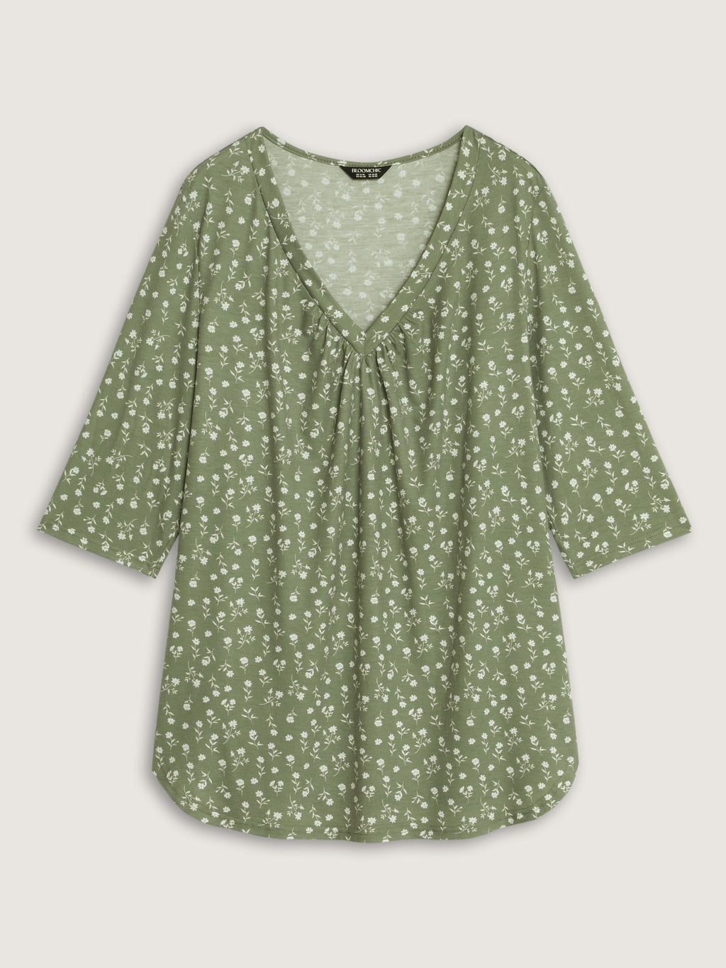 Supersoft Ditsy Floral Print Curved Hem Top