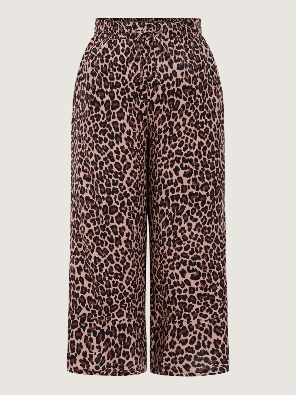 Leopard Print Elastic Waist Wide Leg Pants