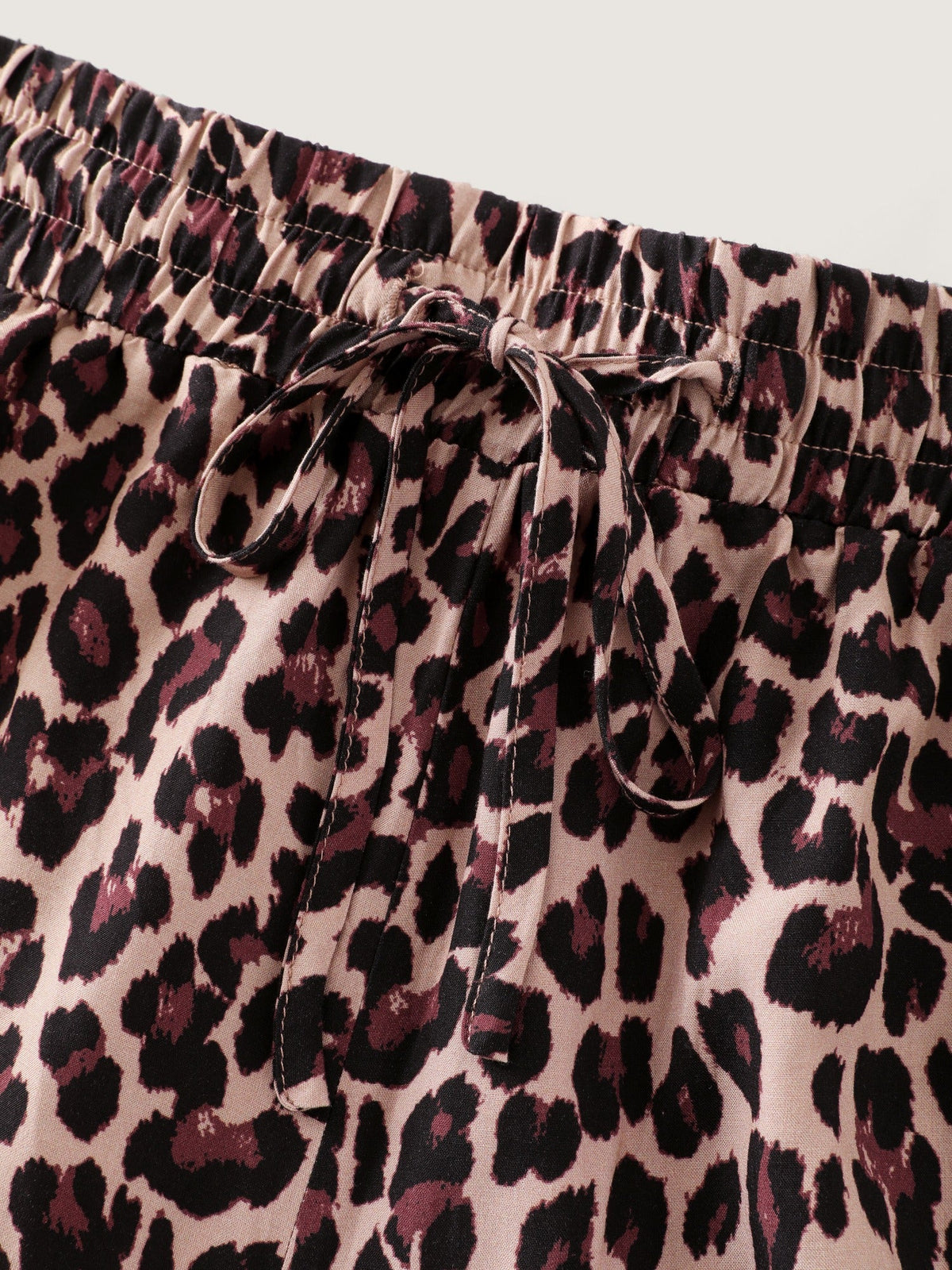 Leopard Print Elastic Waist Wide Leg Pants