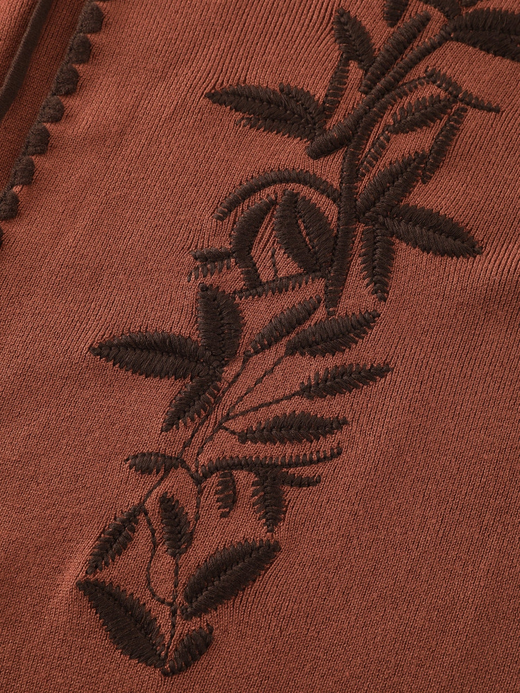 Floral Embroidered Tie Front Knit Vest
