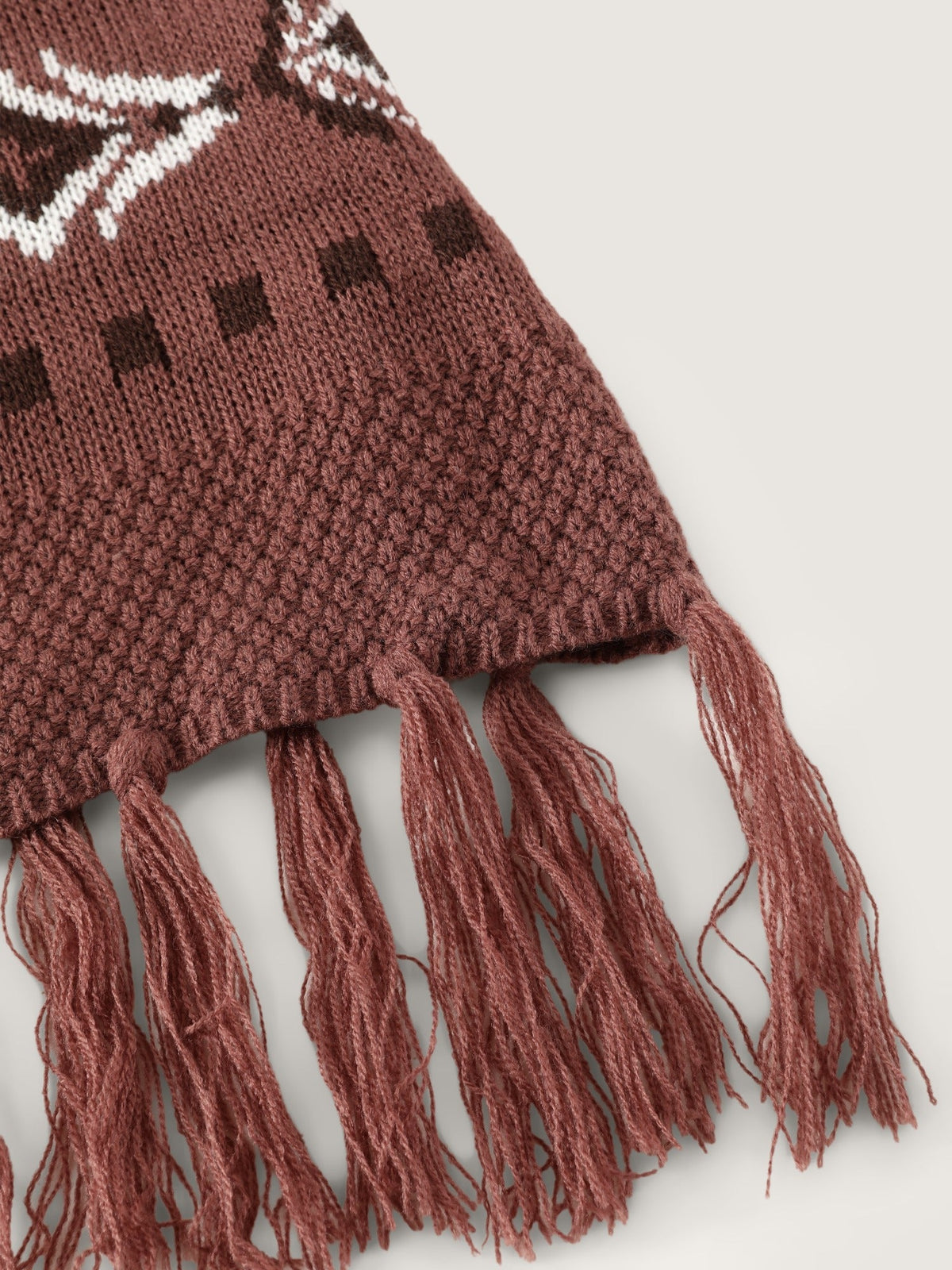 Geometric Jacquard Fringe Hem Sweater Vest