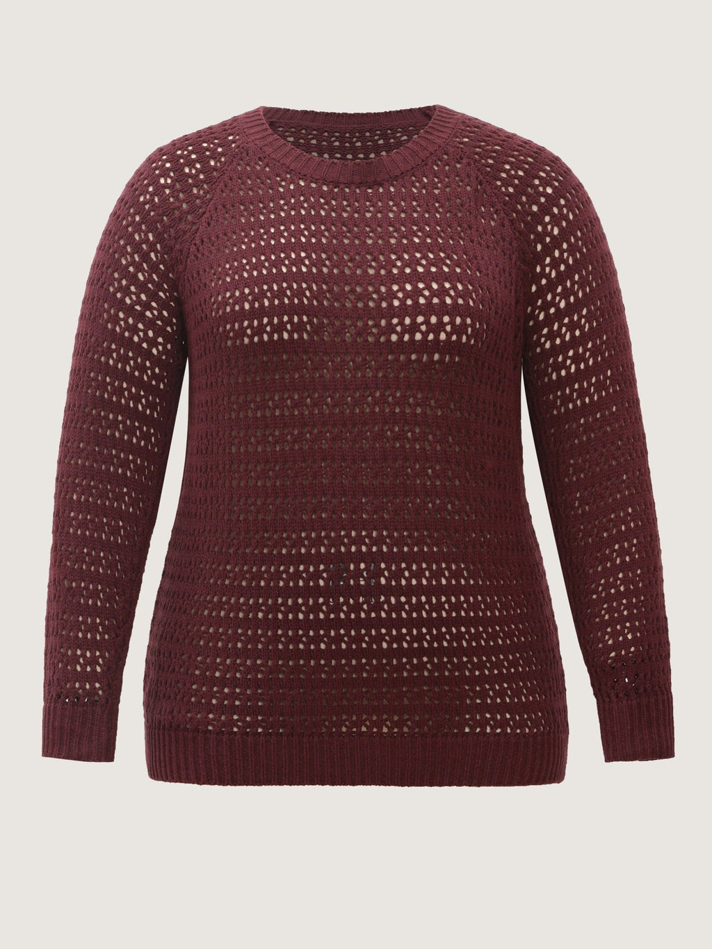 Textured Cut Out Round Neck Long Sleeve Pullover
