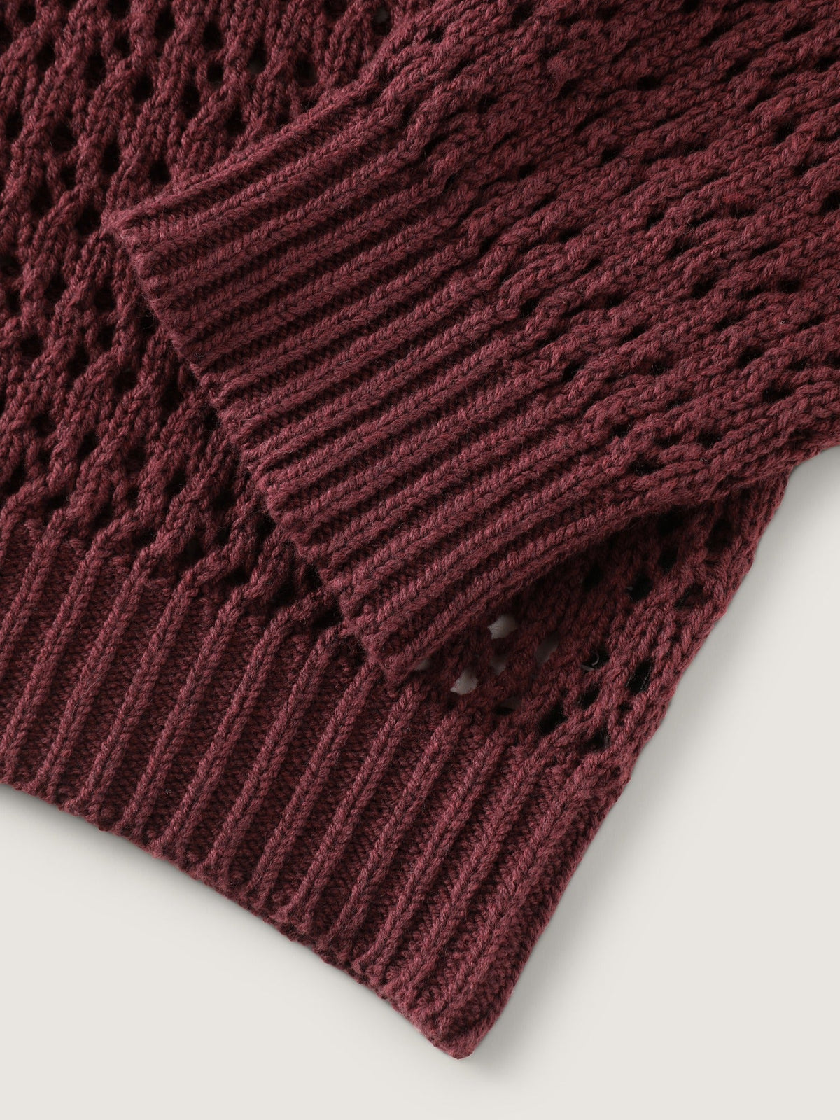 Textured Cut Out Round Neck Long Sleeve Pullover