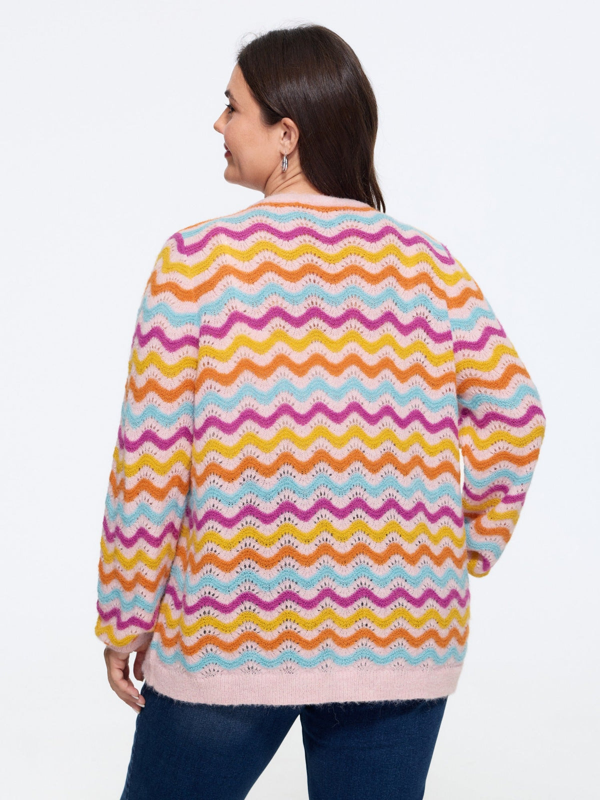 Textured Wavy Stripe Button Down Cardigan