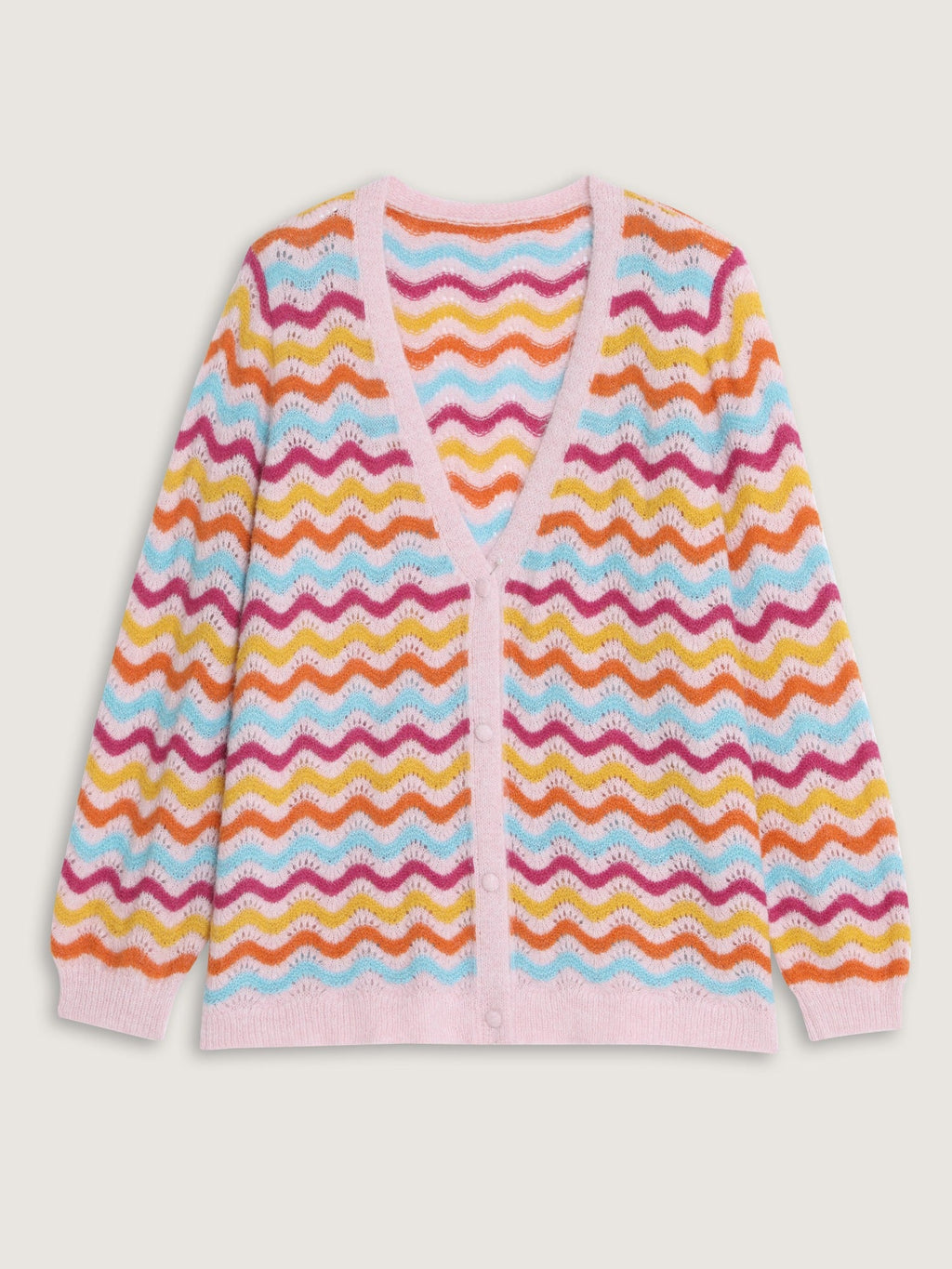 Textured Wavy Stripe Button Down Cardigan
