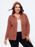 Hooded Cable Knit Zipper Cardigan