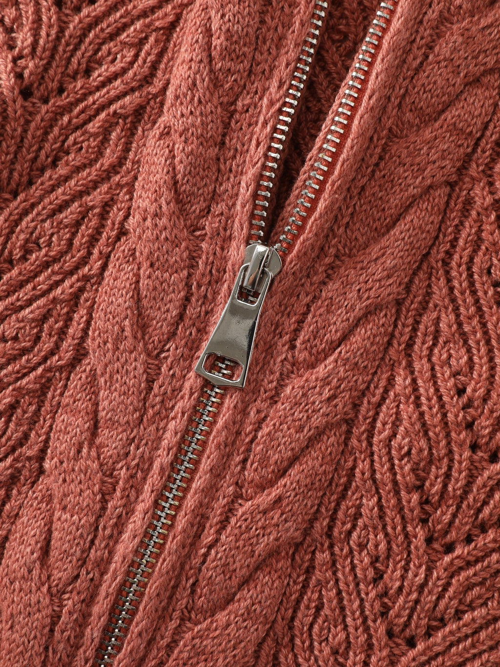 Hooded Cable Knit Zipper Cardigan