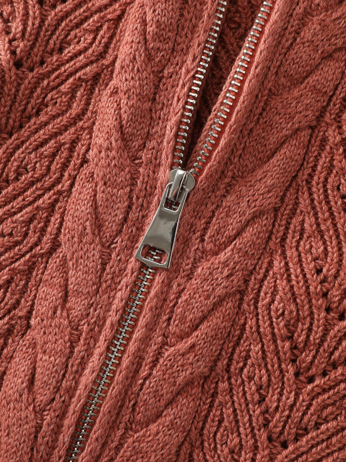 Hooded Cable Knit Zipper Cardigan