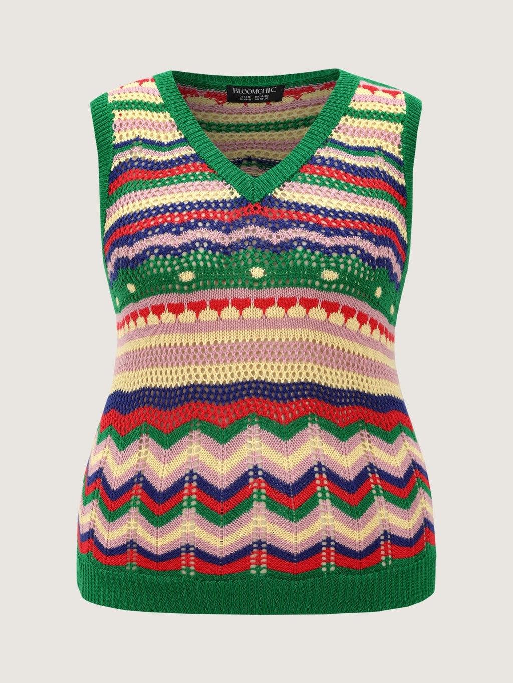 Colorful Stripe Chevron Crochet Sweater Vest