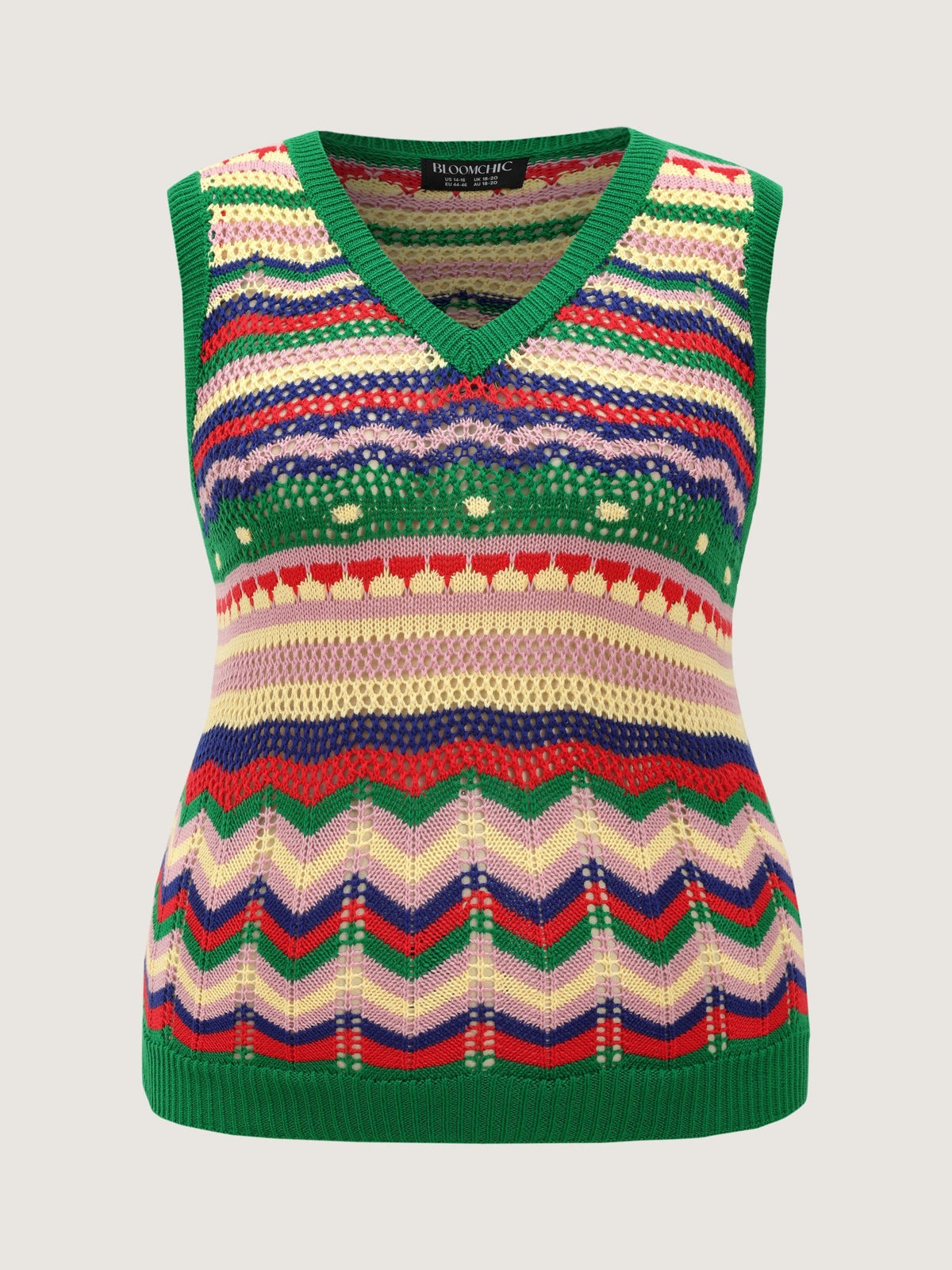 Colorful Stripe Chevron Crochet Sweater Vest