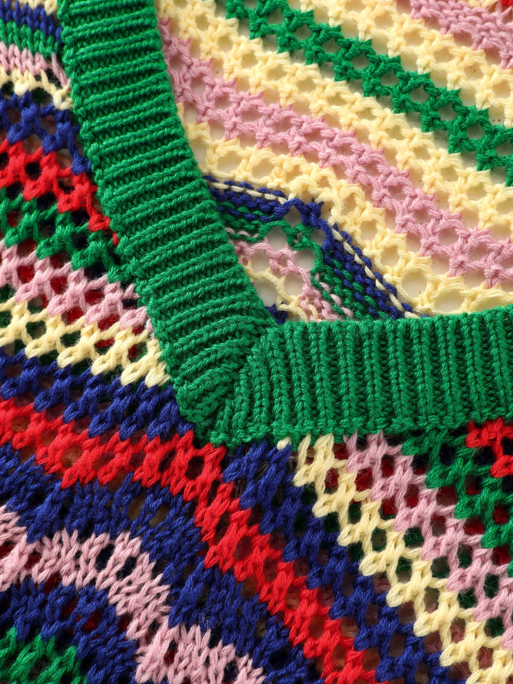 Colorful Stripe Chevron Crochet Sweater Vest