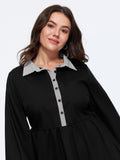 Cotton Striped Contrast Collar Button Down Blouse