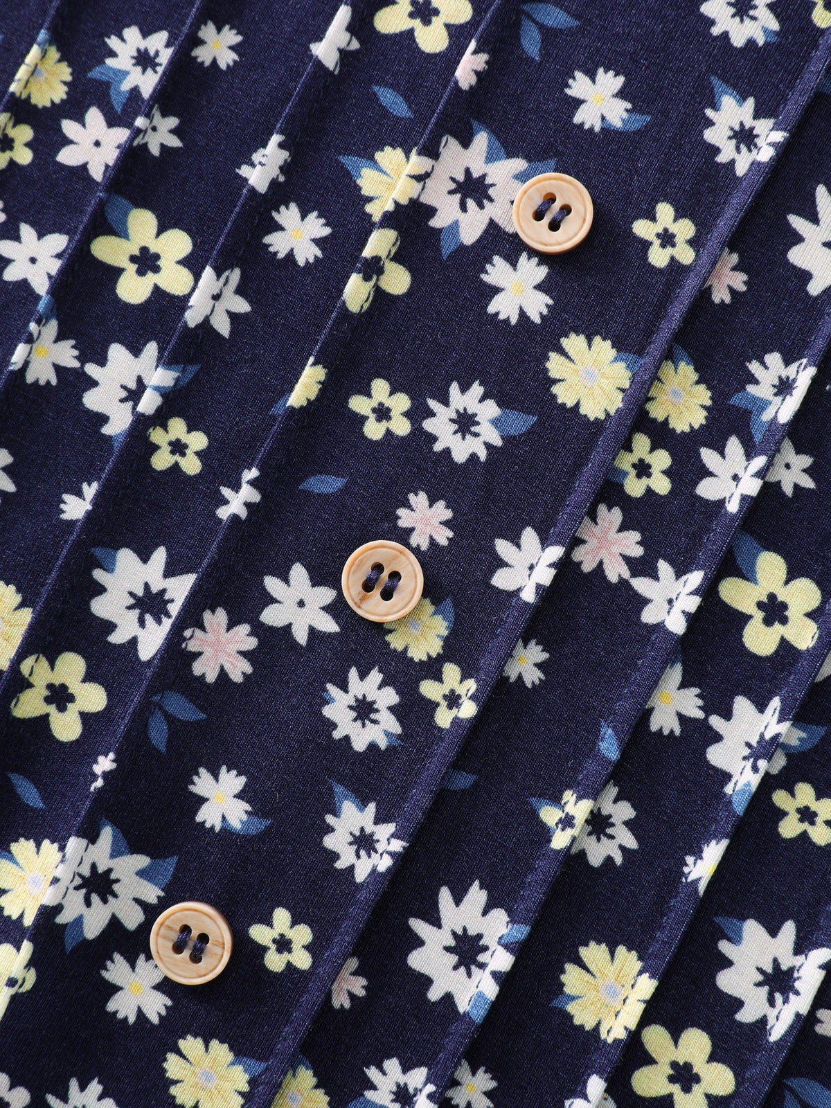 Supersoft Ditsy Floral Print V Neck Button T-Shirt