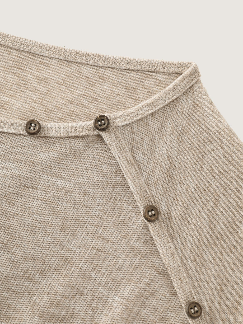 Asymmetric Neck Button Detail Long Sleeve T-Shirt